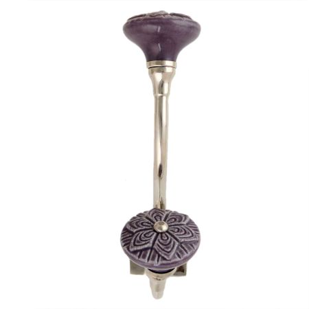 Purple Wheel Flower Ceramic Silver Iron Hook